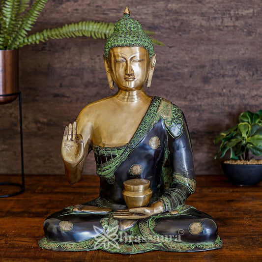 Brass Blessing Buddha Weight 20 kg & Height 23 Inch