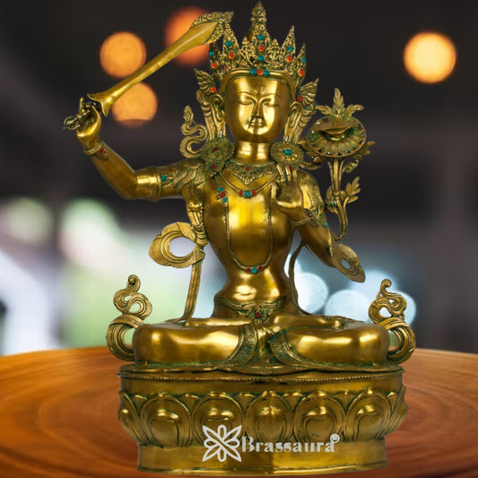 Brass Gem Stone Work Tara Weight 44 Kg & Height 39 Inch