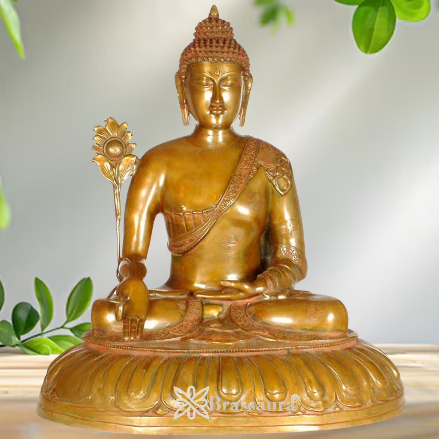 Brass Buddha Weight 3.4 Kg & Height 29.4 inch