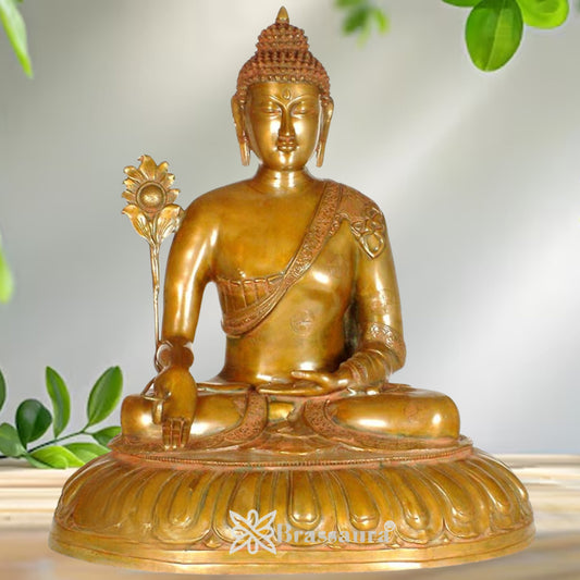 Brass Buddha Weight 3.4 Kg & Height 29.4 inch