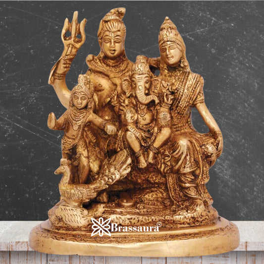 Brass Antique Shiv Family  Weight 1.3 Kg & Height 5.5 Inch
