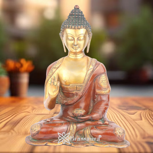Brass Blessing Buddha Weight 7 Kg & Height 15 Inch