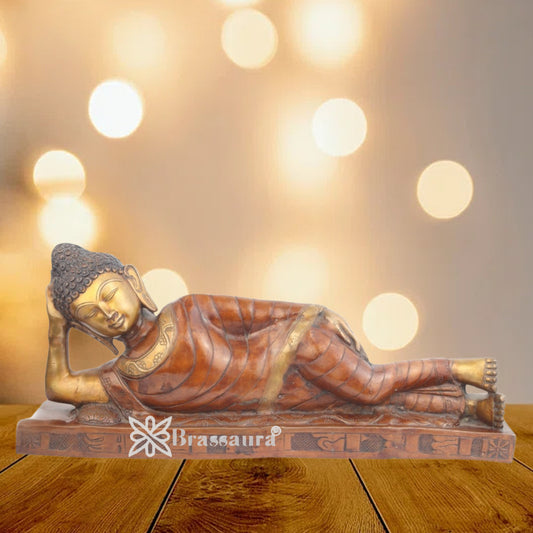 Brass Sleeping Buddha Weight 19 Kg & Height 12 Inch