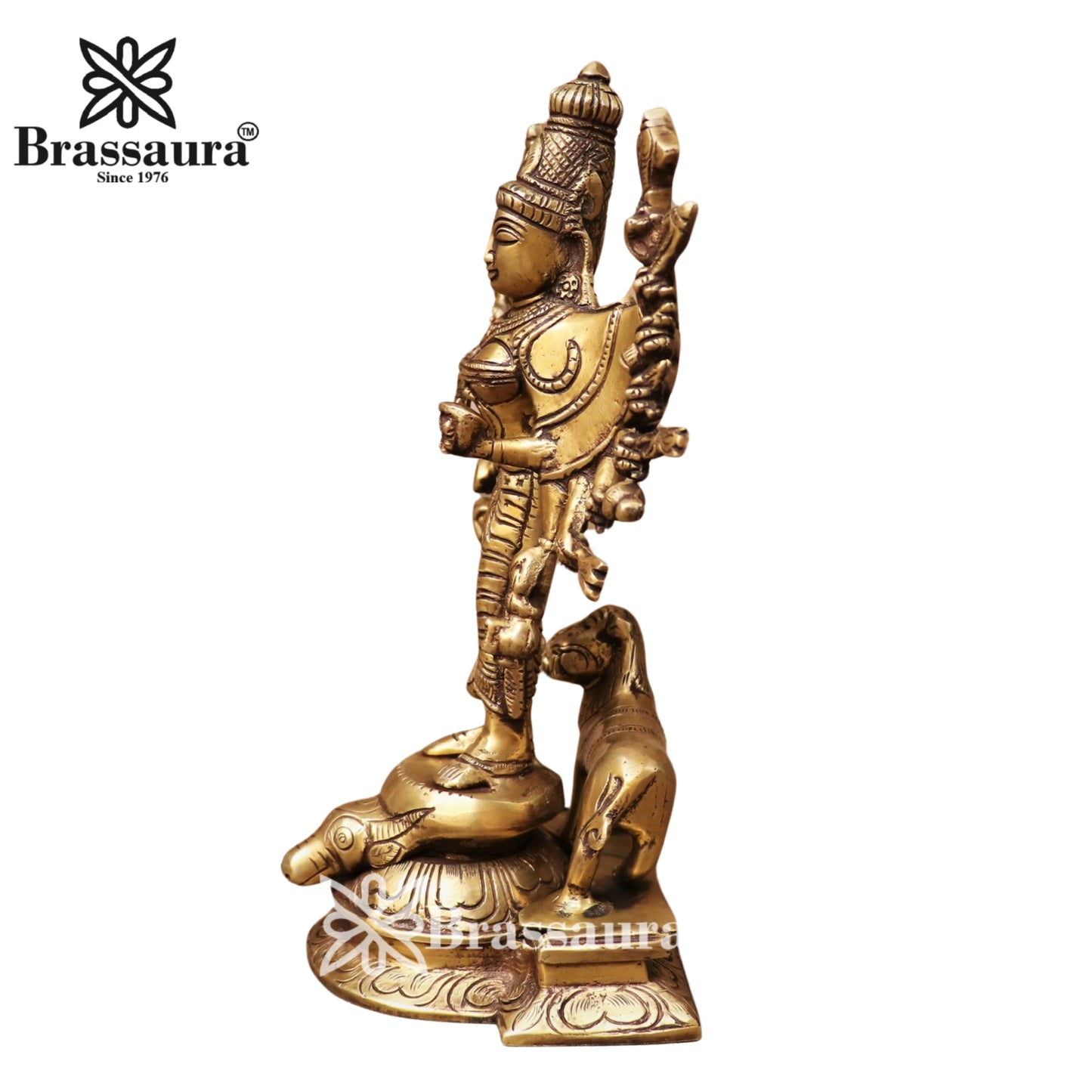 Brassaura™ Brass Durga Idol – 9 Inches, 2.7 Kgs | Traditional Temple Idol