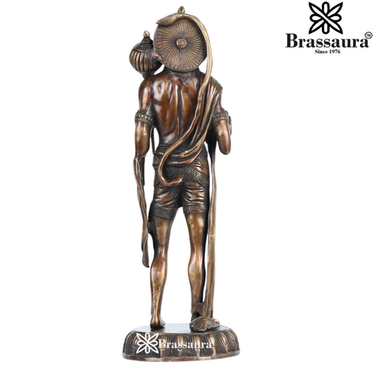 Brassaura™ ब्रास स्टैंडिंग हनुमान स्टैच्यू (बारीक क्राफ्ट के साथ) – ऊंचाई 23 इंच और वज़न 12.5 किलोग्राम
