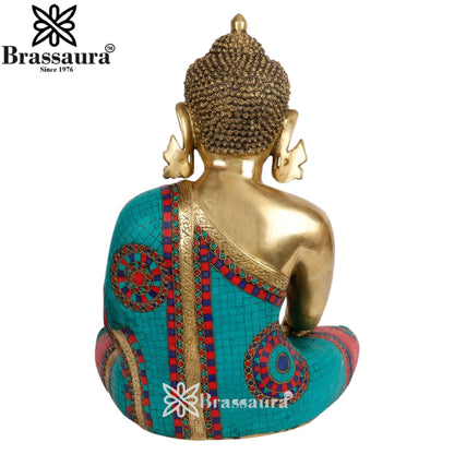 Brass Bhumisprasa Gem Stone Work Buddha Weight 20 kg & Height 22 Inch