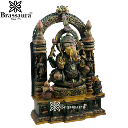 Brass Ring Ganesha Statue Weight 66 Kg And Height 34 Inch
