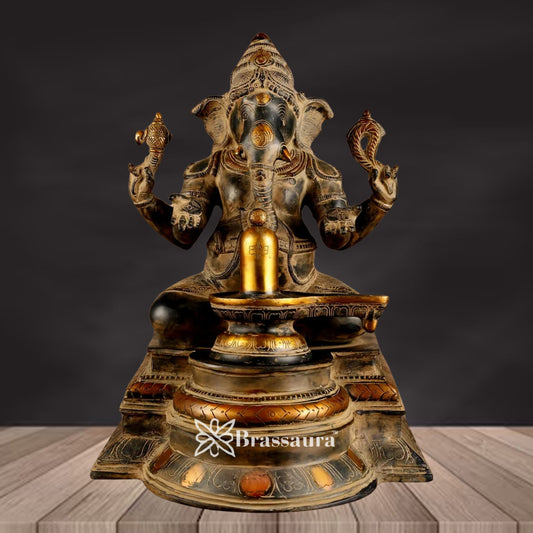 Brass Ganesha & Shivling Weight 10.5 Kg & Height 14.5 Inch
