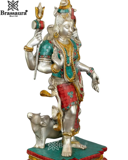 Brass Gem Stone Work Aardhnareshwar Statue Weight 10 Kg And Height 19 Inch