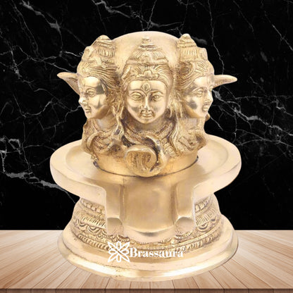 Brass Royal Golden Shiva Face Shivling Weight 2.5 Kg & Height 7 Inch