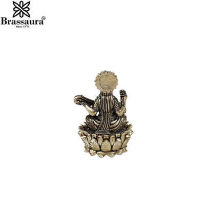Brass Superfine Saraswati Statue Weight .164 Kg And Height 3.5 Inch
