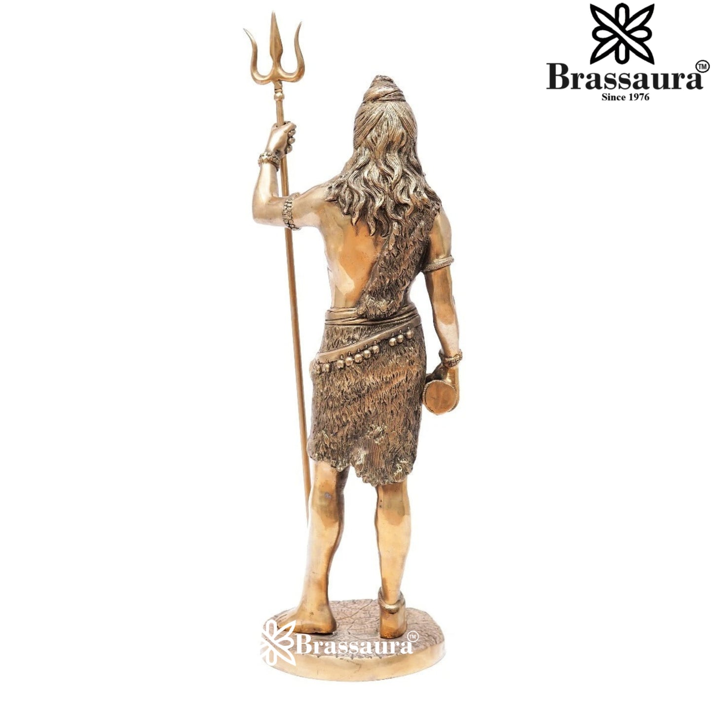 Brassaura™ Premium Brass Shiva Idol – Height 26 Inches & Weight 11 Kgs | Traditional Temple Statue