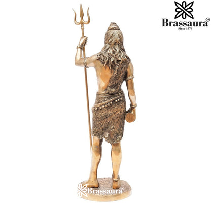 Brassaura™ Premium Brass Shiva Idol – Height 26 Inches & Weight 11 Kgs | Traditional Temple Statue