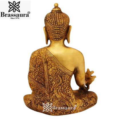 Brass Bhumisprasa Buddha Weight 2.5 kg & Height 8 Inch