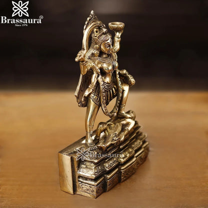 Brassaura™ Brass Kali Maa Murti – Height 9 Inches & Weight 2.27 Kgs | Spiritual Hindu Idol
