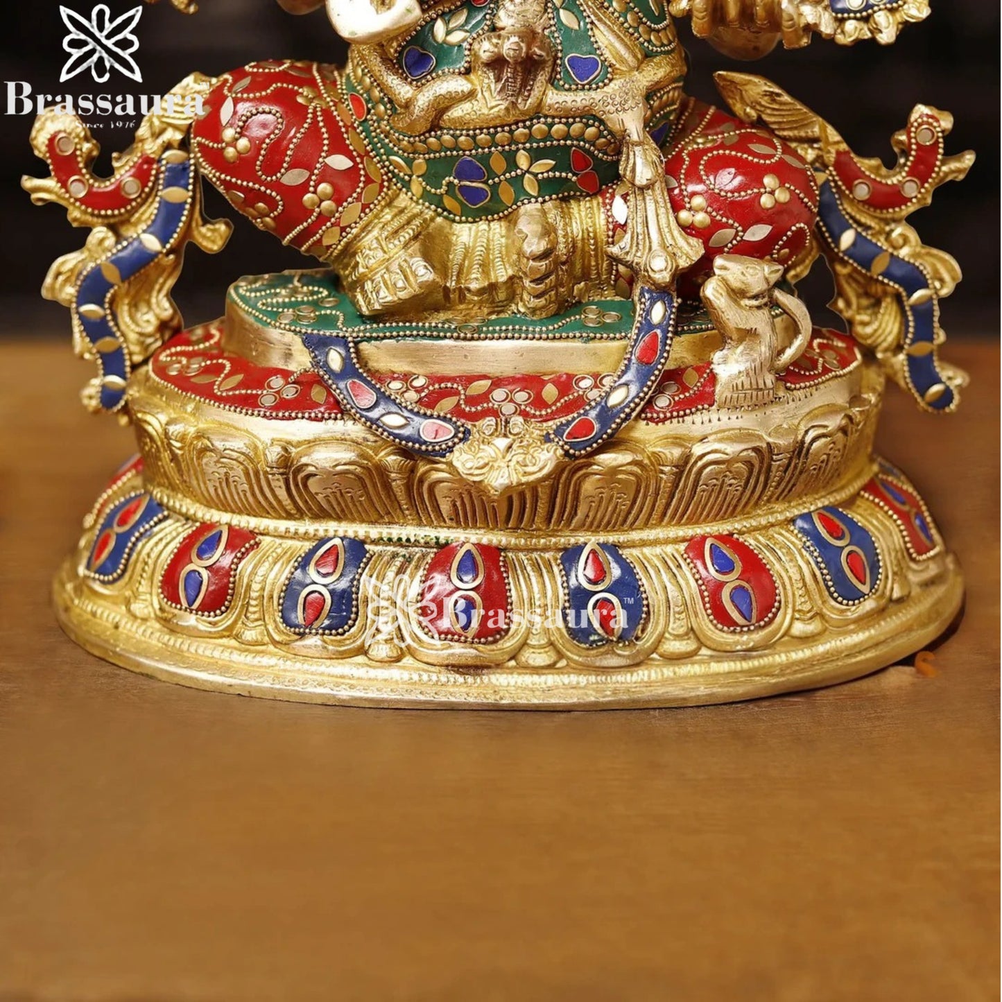 Brass Gem Stone Work Ganesha Weight 11.4 Kg & Height 15 Inch