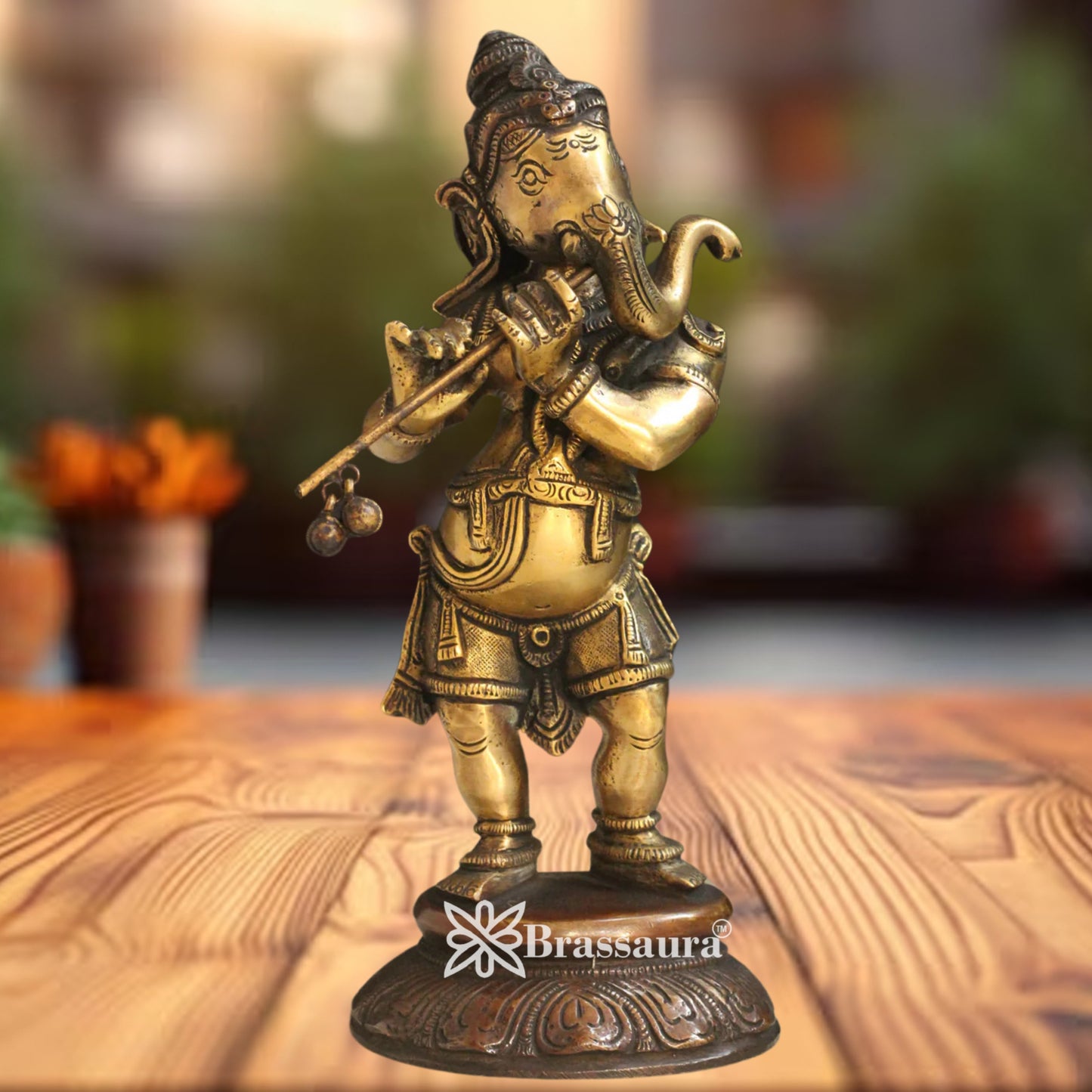 Brass Music Ganesha Statue Weight 9 Kg And Height 5 Inch