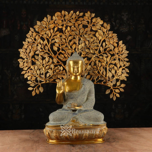 Brass Blessing Tree Artistic Buddha Weight 19.5 kg & Height 25 Inch