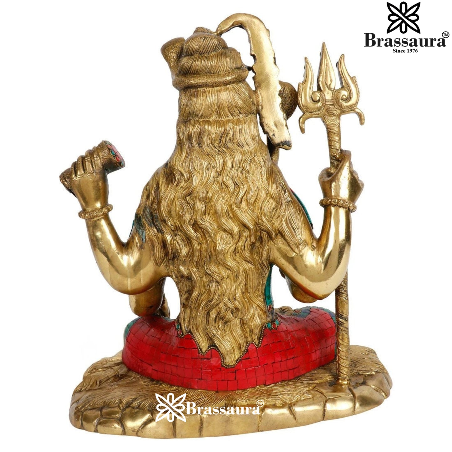 Brassaura™ Handcrafted Gemstone Brass Shiva Idol – Height 15 Inches & Weight 12.2 Kgs | Home & Temple Accent