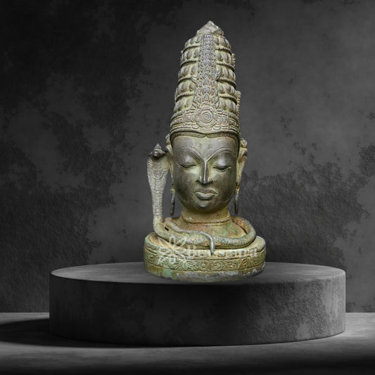 Brass Shiva Head Statue Weight 5.1 Kg And Height 11.9 Inch