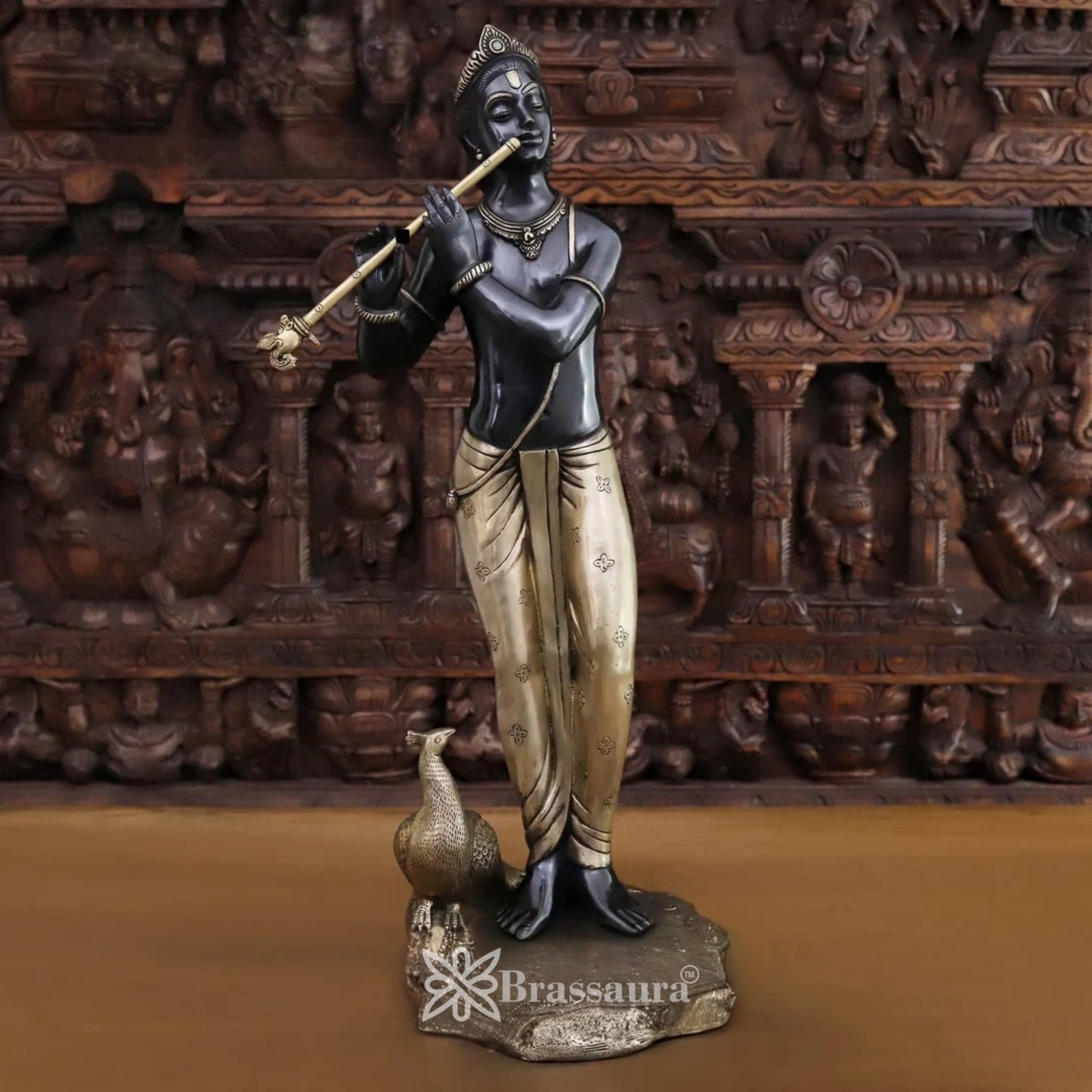 Brass Krishna Murti Weight 16.6 Kg And Height 29 Inch