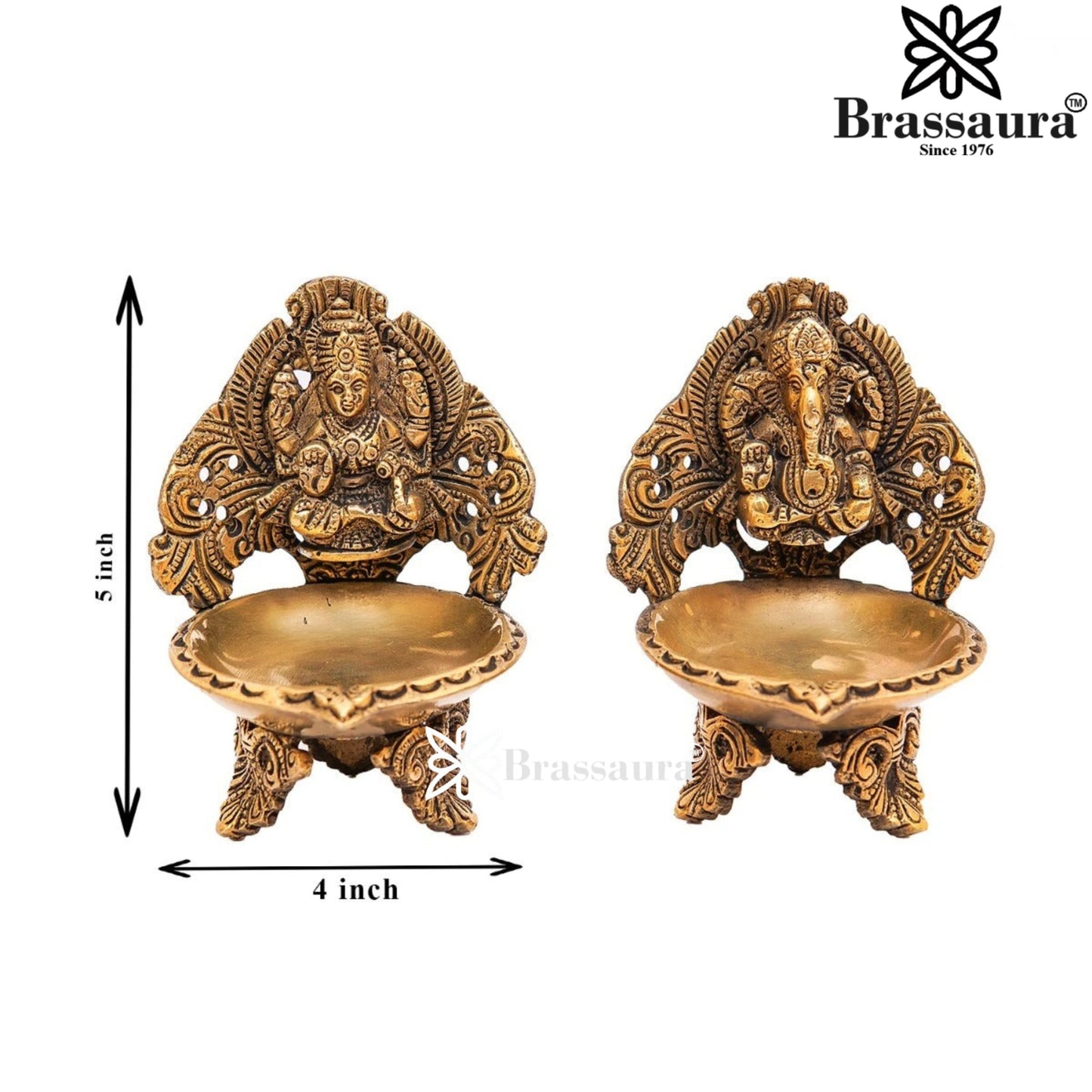 Brass Antique Lakshmi Ganesh Weight 1.4 Kg & Height 5 Inch