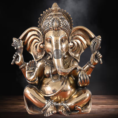 Brass Ganesha Statue Weight 5.21 Kg & Height 10 Inch