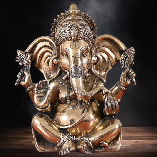 Brass Ganesha Statue Weight 5.21 Kg & Height 10 Inch