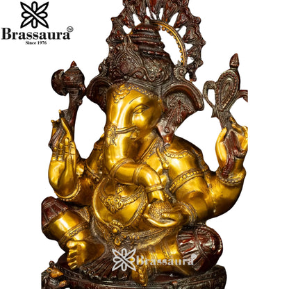 Brass Ganesha Statue Weight 21.5 Kg And Height 20 Inch