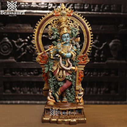 Brass Krishna Murti Weight 33.46 Kg And Height 32 Inch