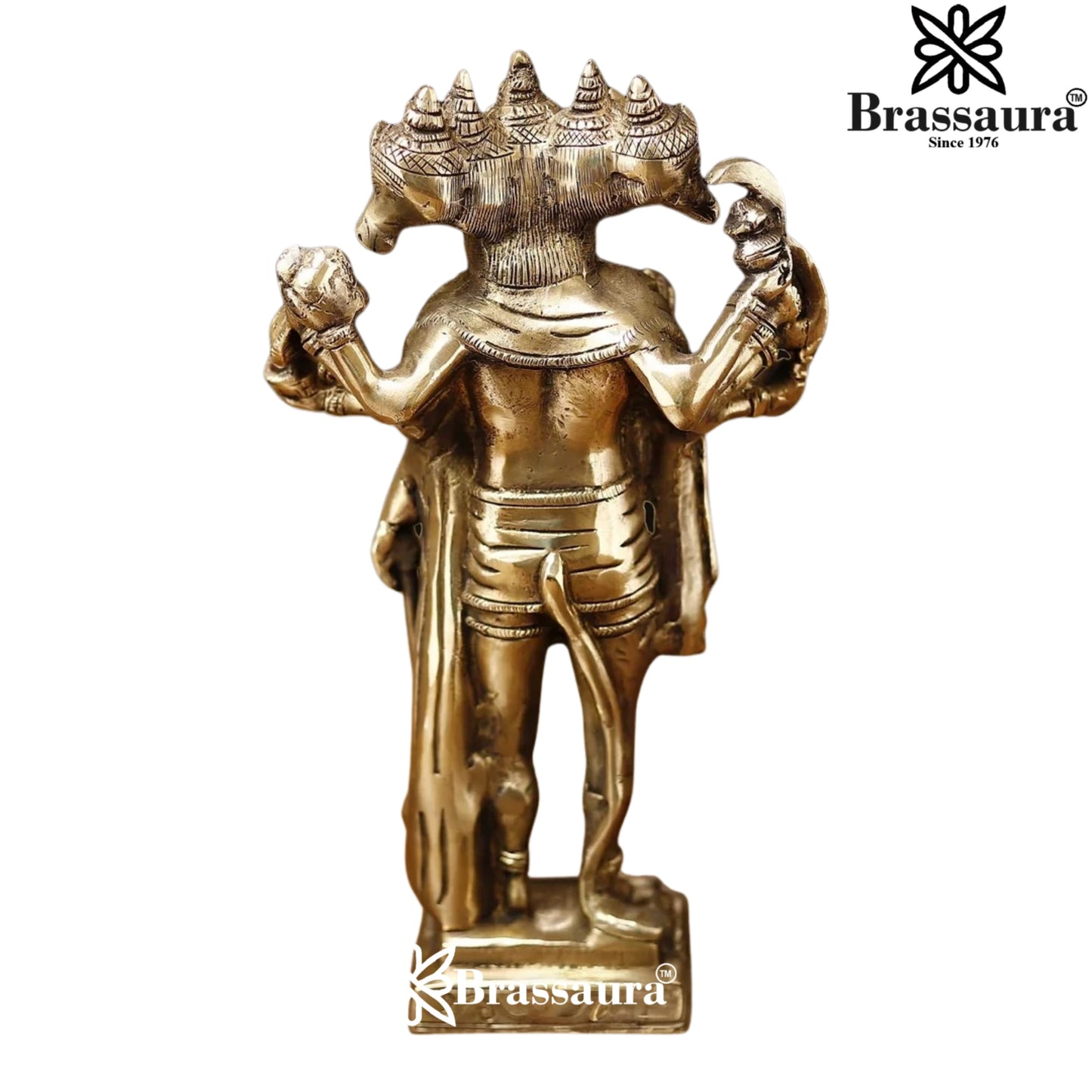 Brassaura™ Brass Panchmukhi Hanuman Idol for Pooja Room – Height 13.5 Inches & Weight 4.62 Kgs | Classic Décor