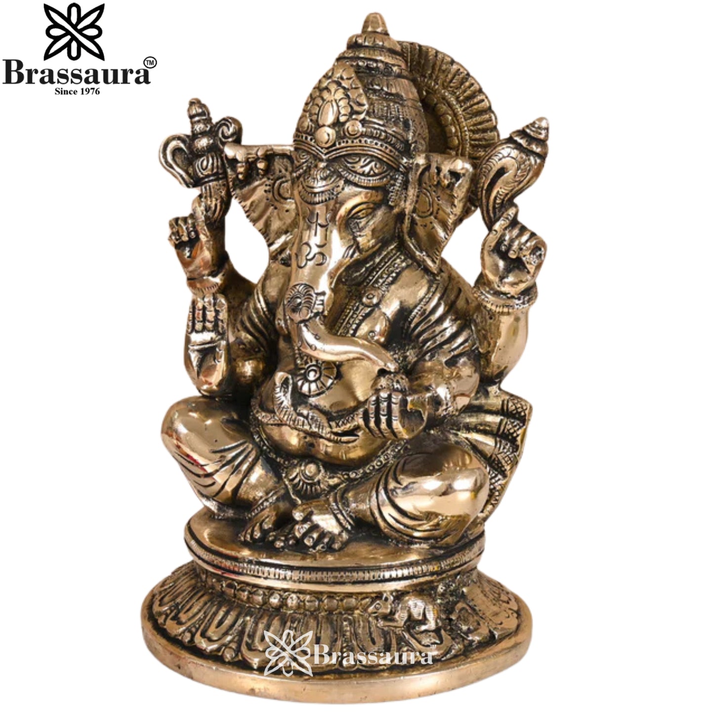 Brass Ganesha Statue Weight 1.74 Kg & Height 6 Inch