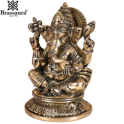 Brass Ganesha Statue Weight 1.74 Kg & Height 6 Inch