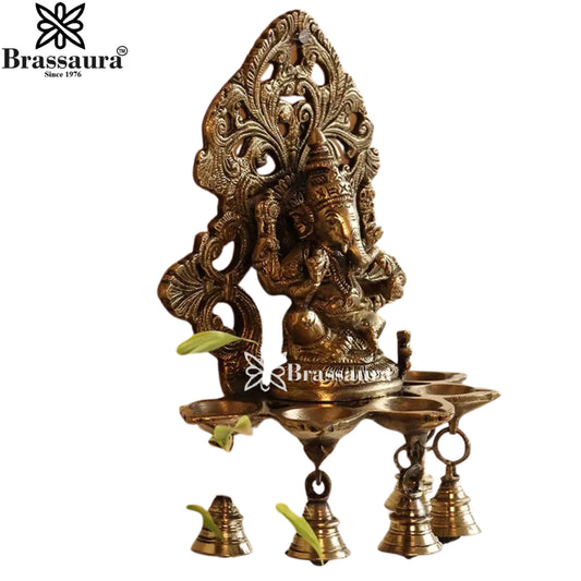 Brassaura Brass Wall Hanging Ganesha Diya | Height 10 Inches