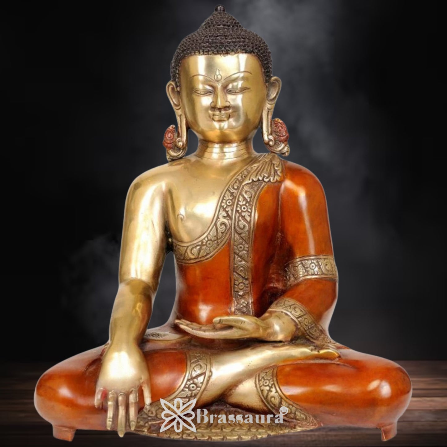 Brass Bhumisprasa Buddha Weight 11 kg & Height 14 Inch