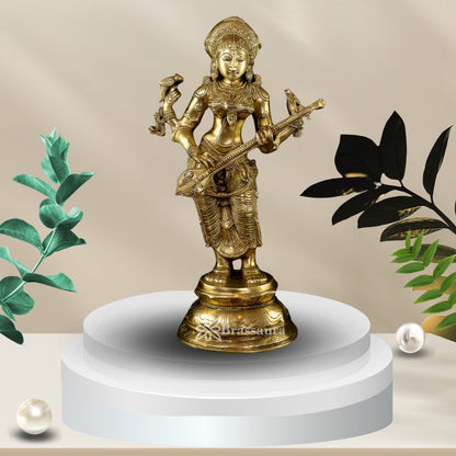 Brass Saraswati Statue Weight 23 Kg And Height 14 Inch