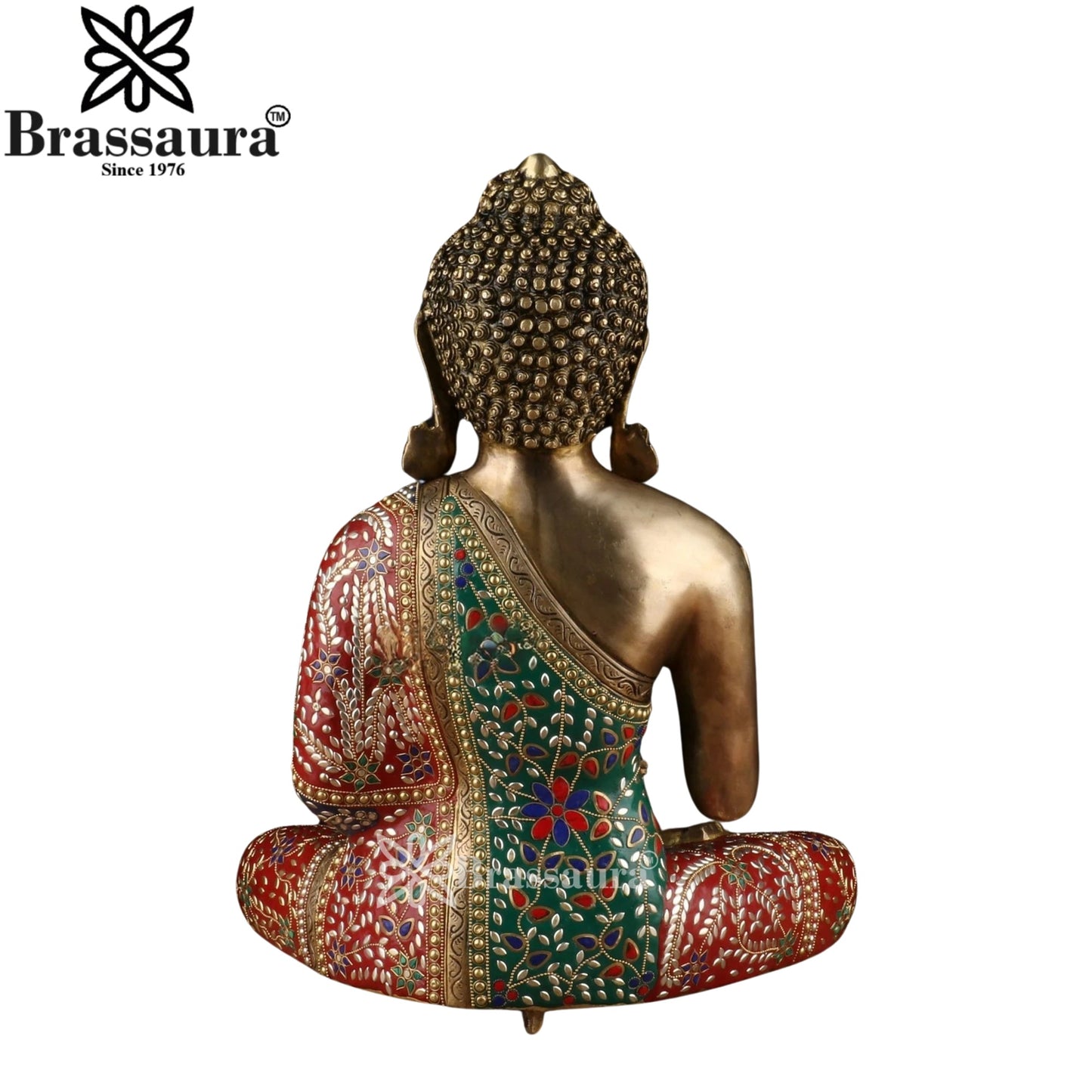 Brass Blessing Gem Stone Work Buddha Weight 19 kg & Height 20 Inch