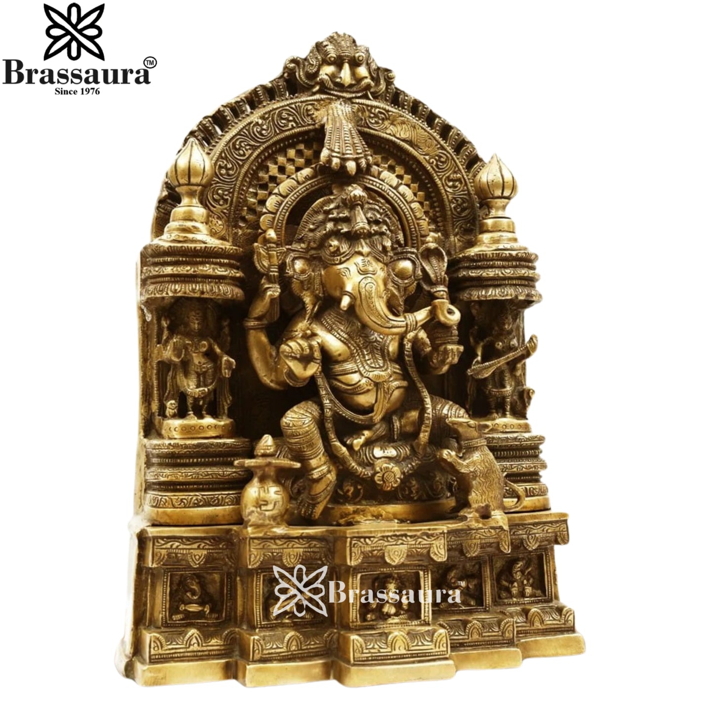 Brass Ring Ganesha Weight 19.5 Kg & Height 18.5 Inch