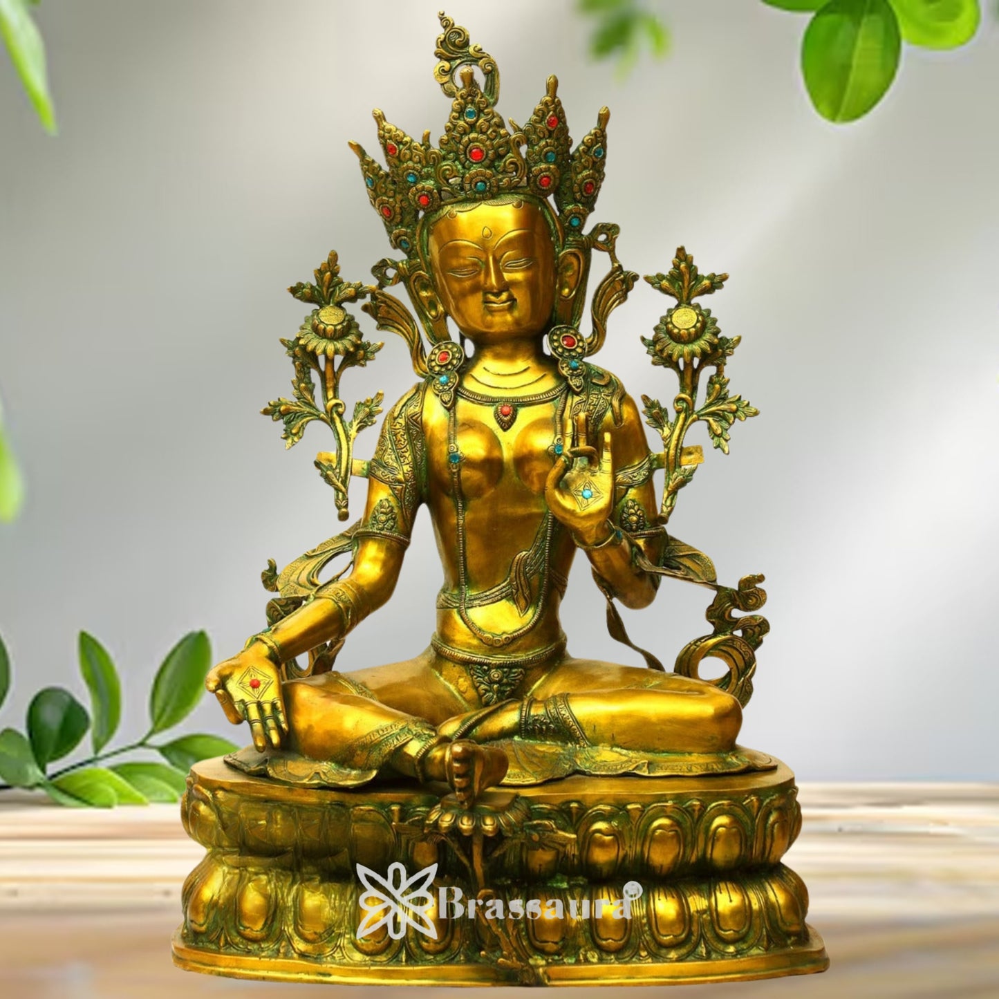 Brass Antique Tara Weight 35 Kg & Height 34.5 Inch