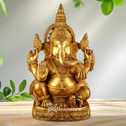 Brass Super fine Ganesha Statue Weight 22 Kg & Height 20 Inch