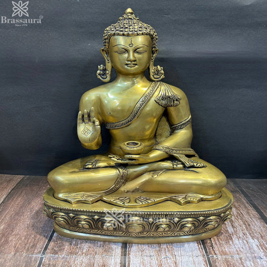 Brass Blessing Buddha Weight 16.2 kg & Height 19 Inch