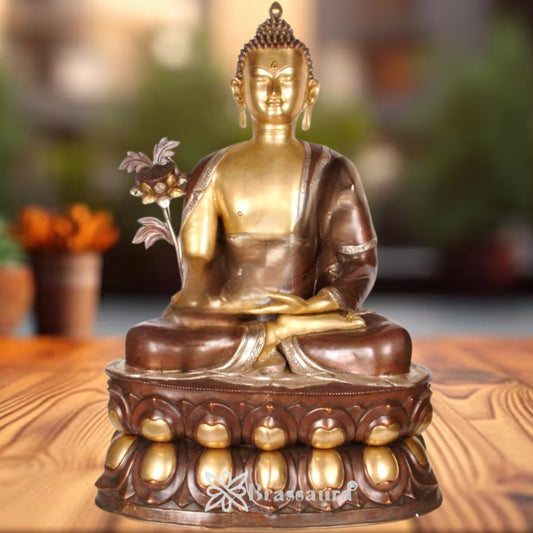 Brass Bhumisprasa Buddha Weight 49 Kg & Height 38.4 Inch