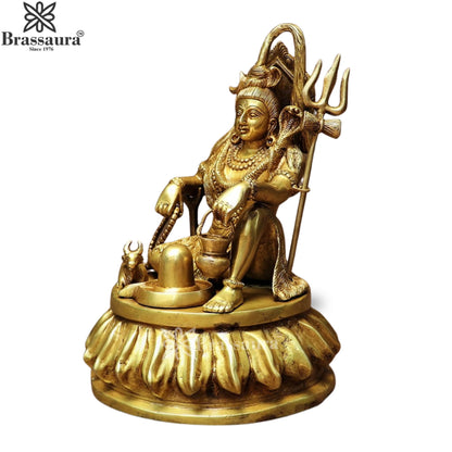Brassaura™ Brass Shiva Idol – Height 12 Inches & Weight 7 Kgs | Sacred Home Décor