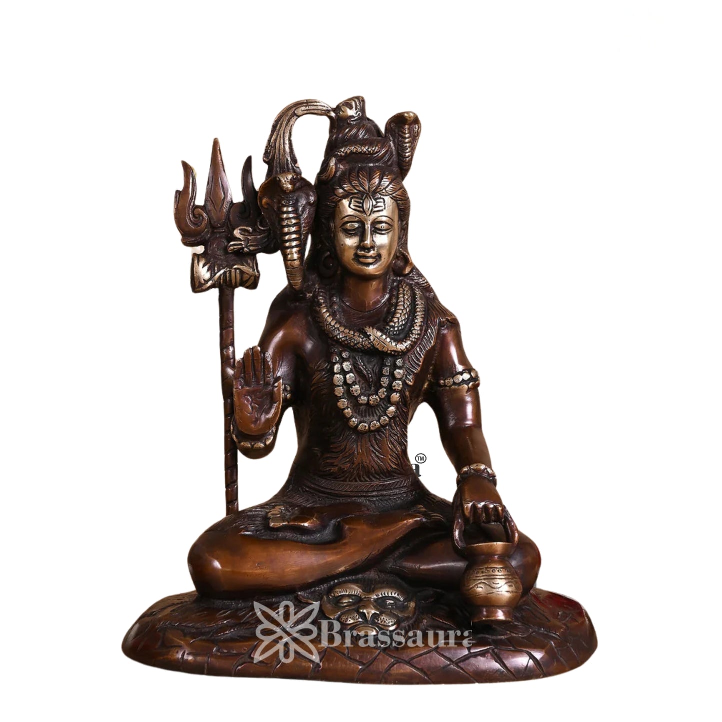 Brassaura™ Premium Brass Lord Shiva Statue – Height 10 Inches & Weight 4.2 Kgs | Spiritual Idol