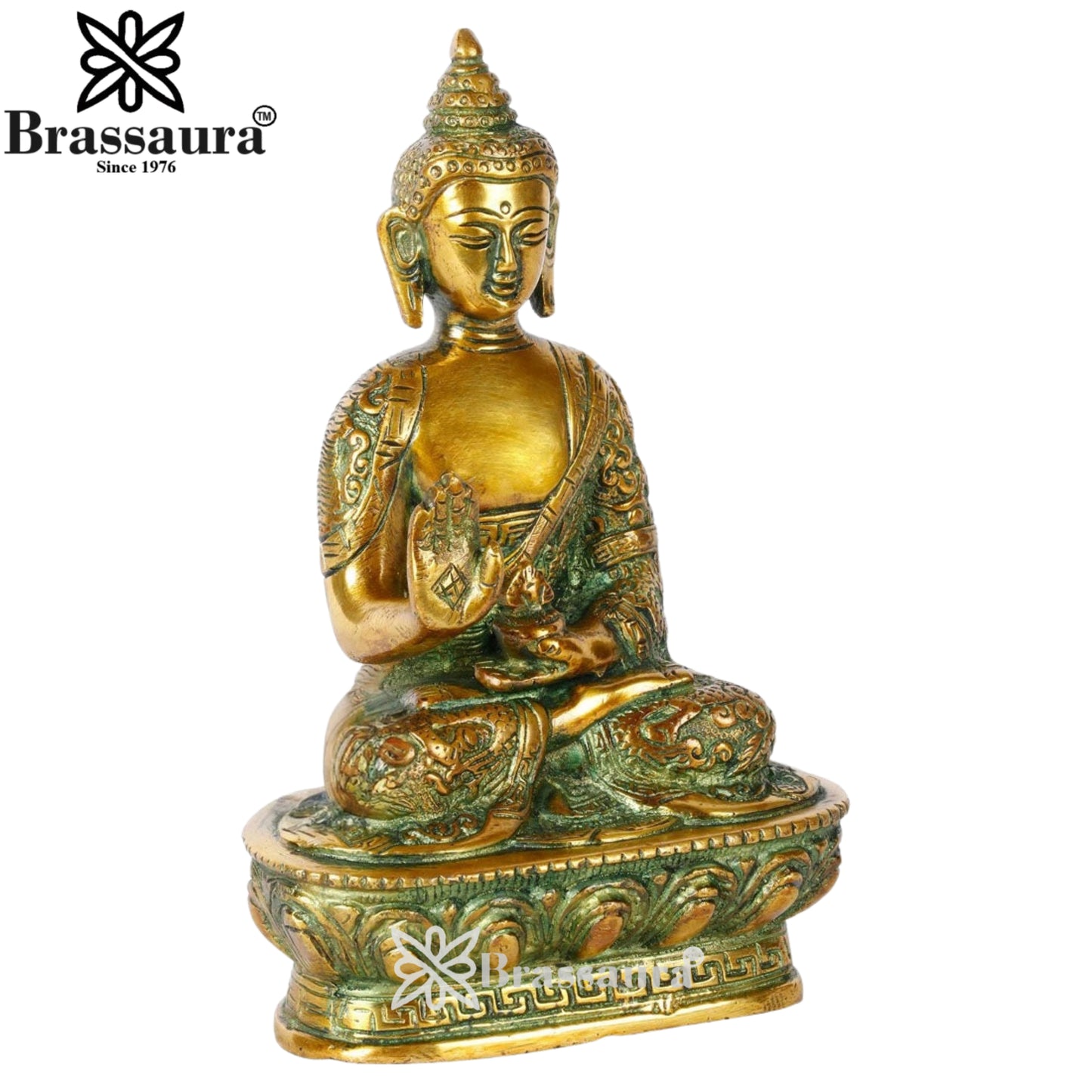 Brass Blessing Buddha Weight 1 kg & Height 7 Inch