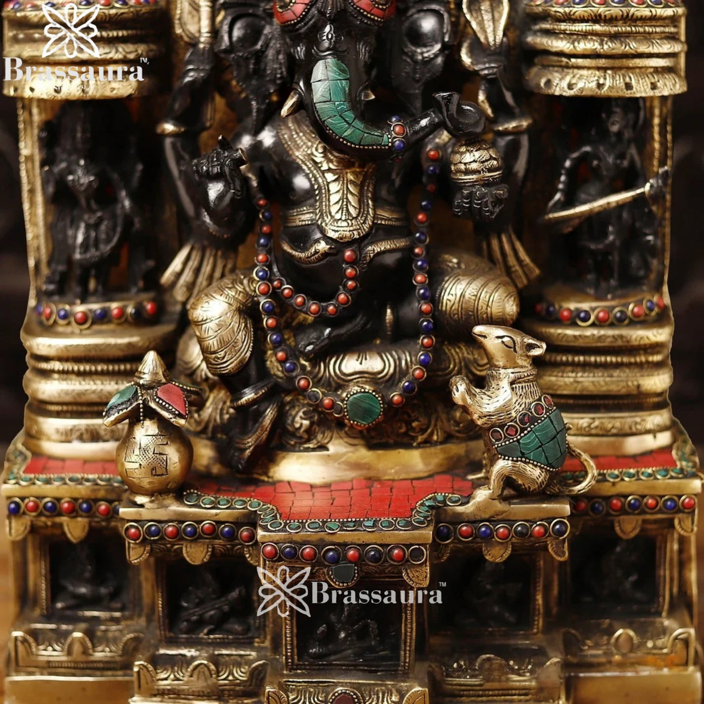 Brass Ring Ganesha Weight 20.3 Kg & Height 18.5 Inch