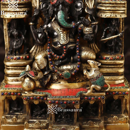 Brass Ring Ganesha Weight 20.3 Kg & Height 18.5 Inch