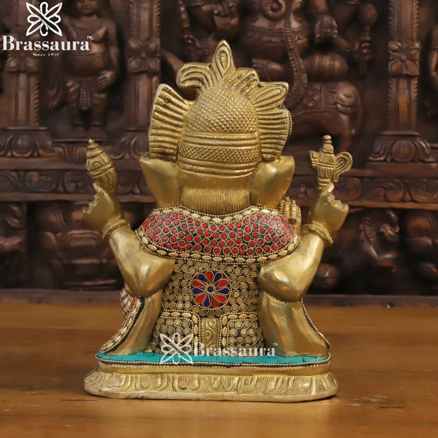Brass Gem Stone Work Ganesha Weight 6 Kg & Height 11 Inch