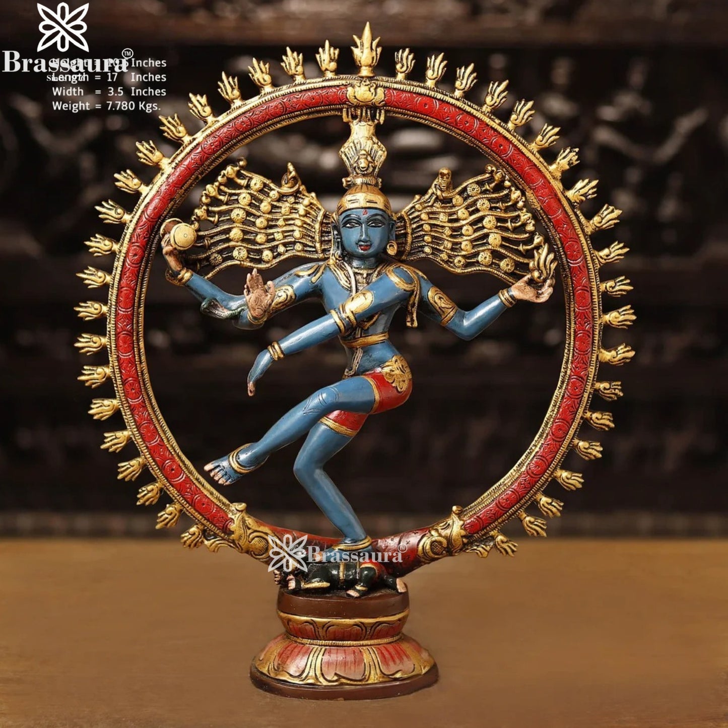 Brass Vintage Dancing Natraj Statue Weight 7.78 Kg And Height 10.5 Inch