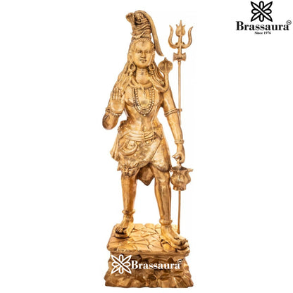 Brassaura™ Classic Brass Shiva Murti – Height 90 Inches & Weight 186 Kgs | Sacred Idol for Temple & Home